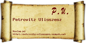 Petrovitz Ulisszesz névjegykártya